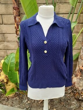 Lilly Pulitzer Lizona Polo Sweater in Low Tide Navy Medium